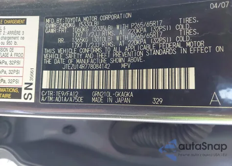 2007 Toyota 4Runner Sr5 V6 из США, поврежденный, VIN JTEZU14R778084142